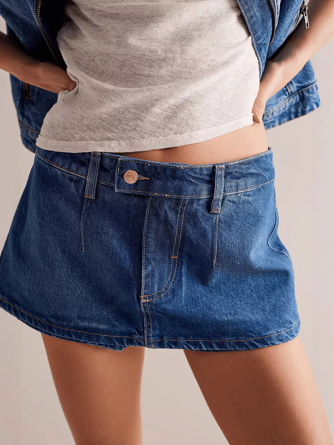 Classic Wash Denim Mini Skort - Image 2