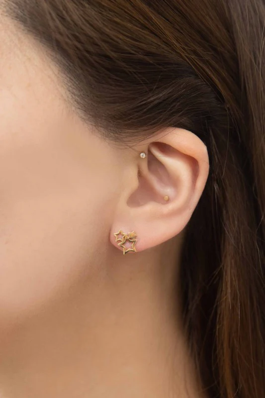 Cluster of Stars Stud Earrings | Gold - Image 2