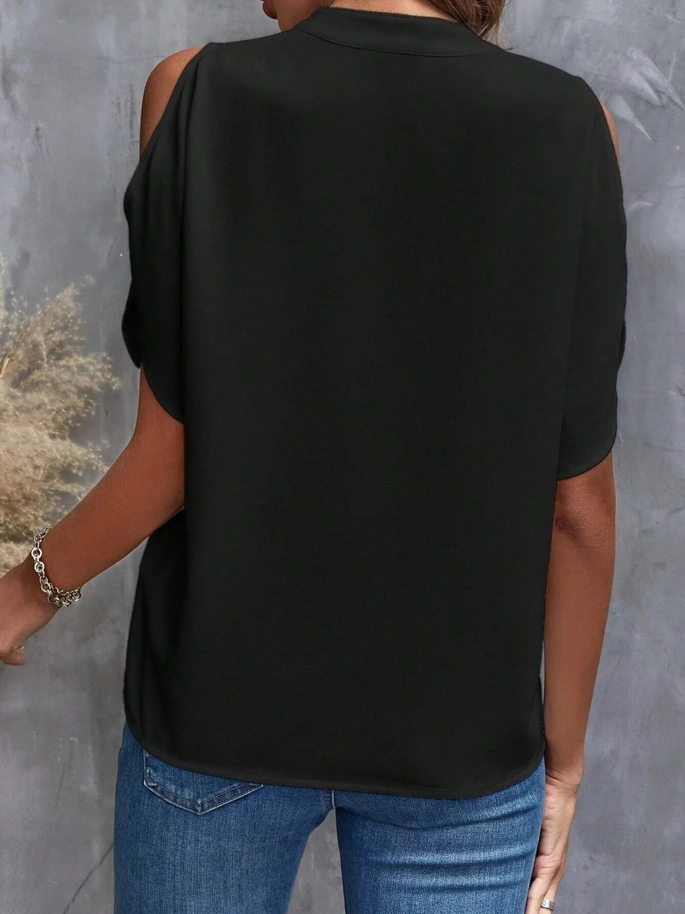 Cold Shoulder Notched Blouse - Image 7
