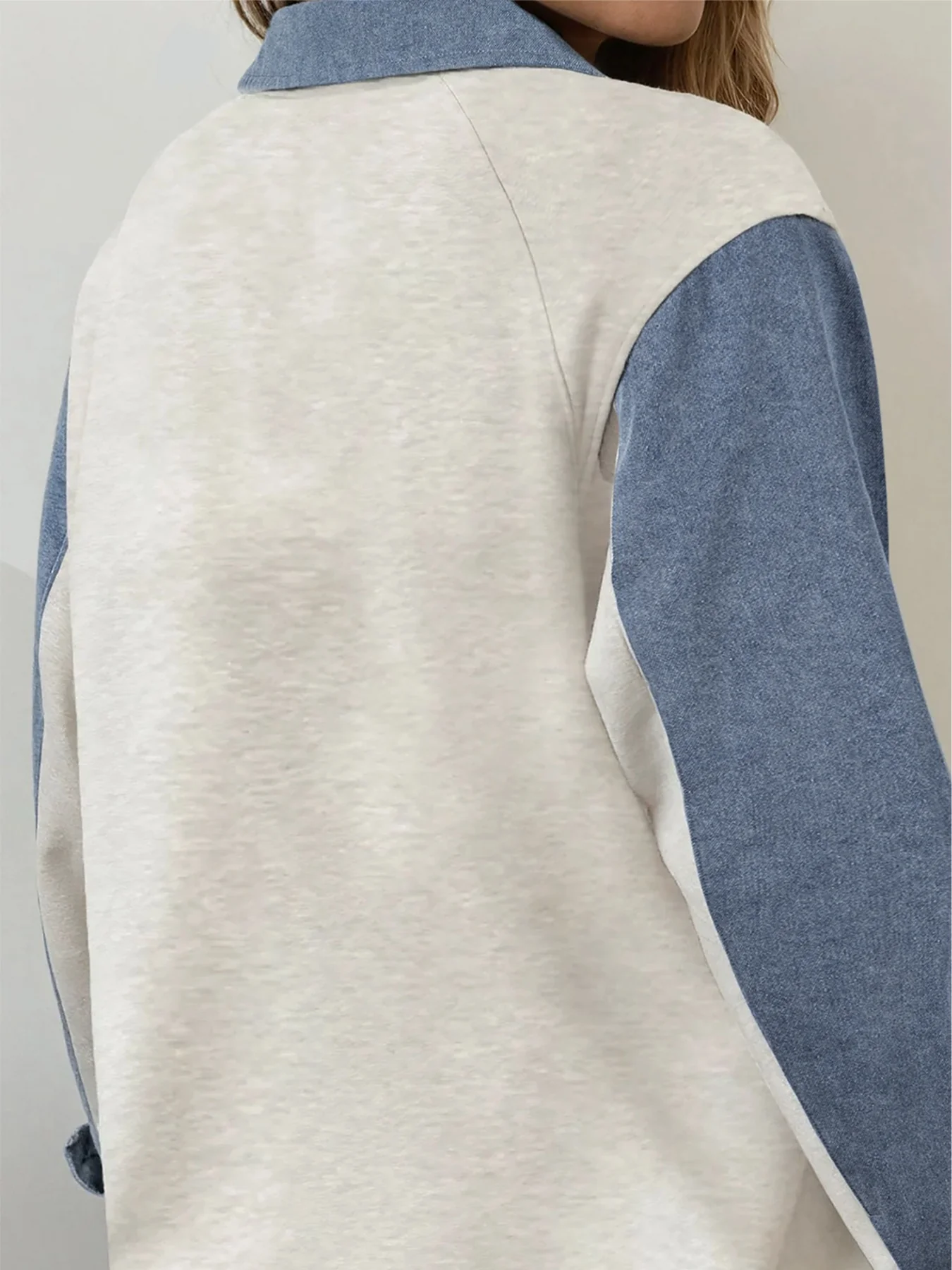 Color Block Button Detail Long Sleeve Top - Image 2