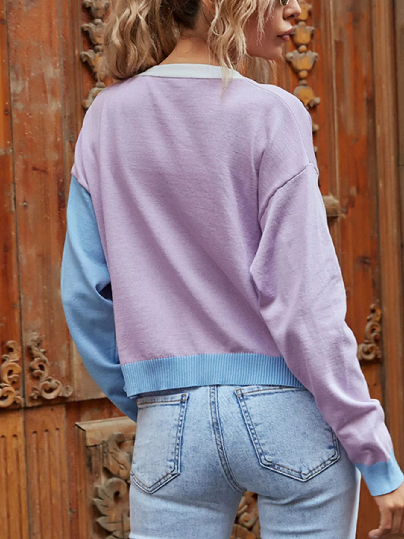 Color Block Button Up Cardigan - Image 5