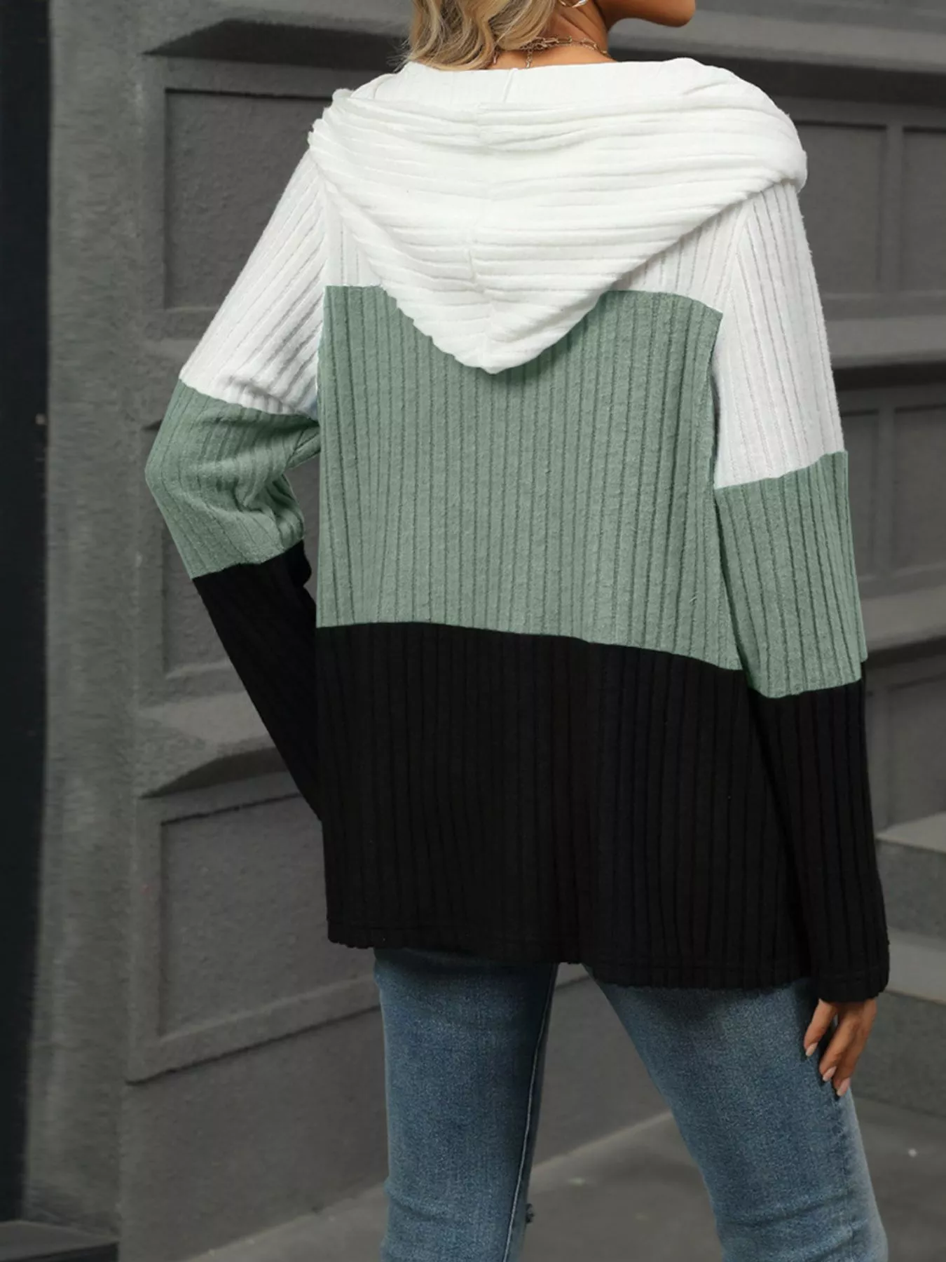 Color Block Half Zip Hooded Top - Image 20