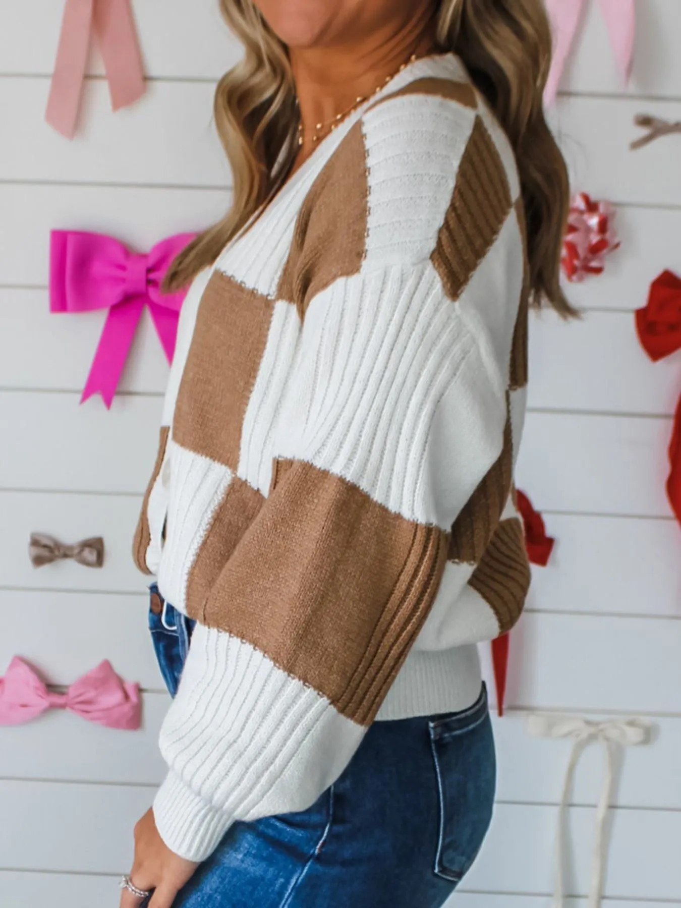 Color Block Knit Button-Up Cardigan - Image 3