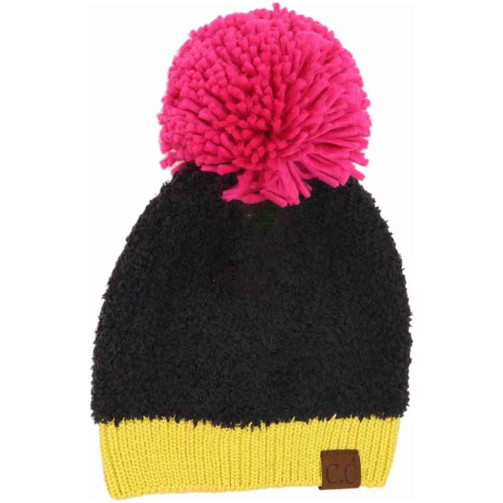 Color Block Knitted Sherpa Pom C.C Beanie - Image 3