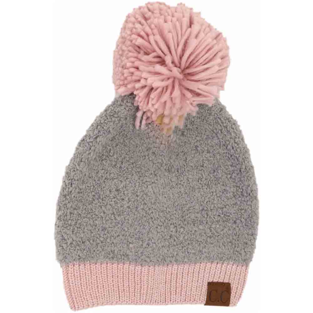 Color Block Knitted Sherpa Pom C.C Beanie - Image 4