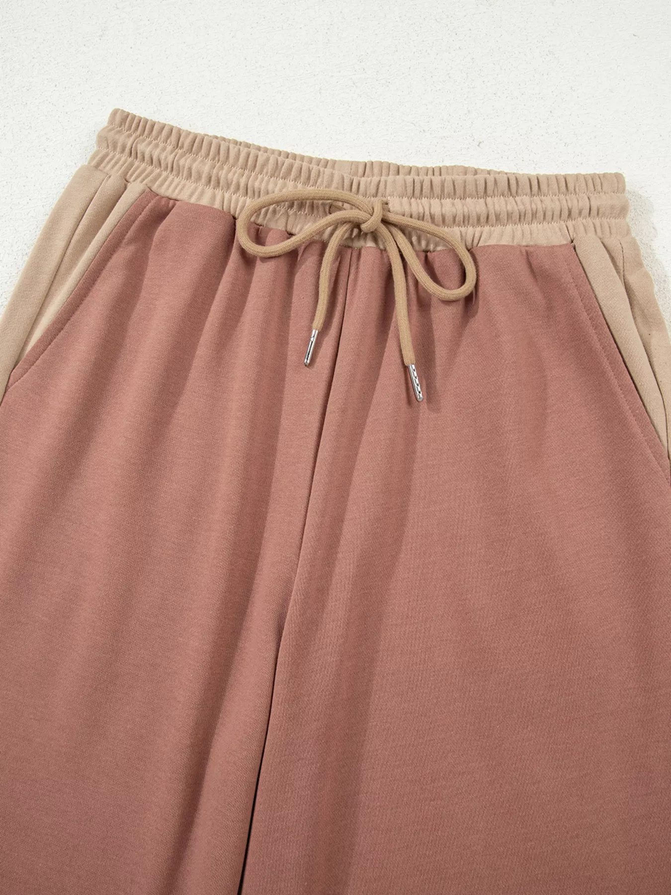 Color Block Long Sleeve Crop Top Drawstring Pant Set - Image 6