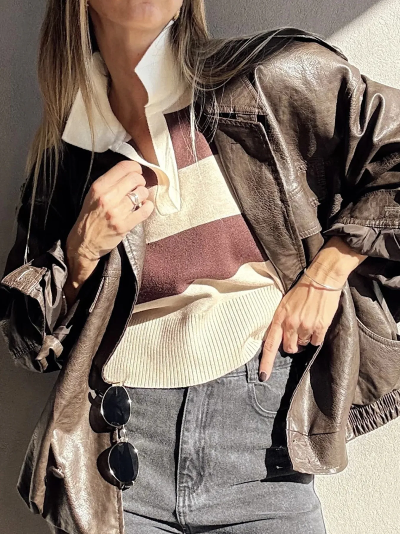 Color Block Long Sleeve Knit Top - Image 3