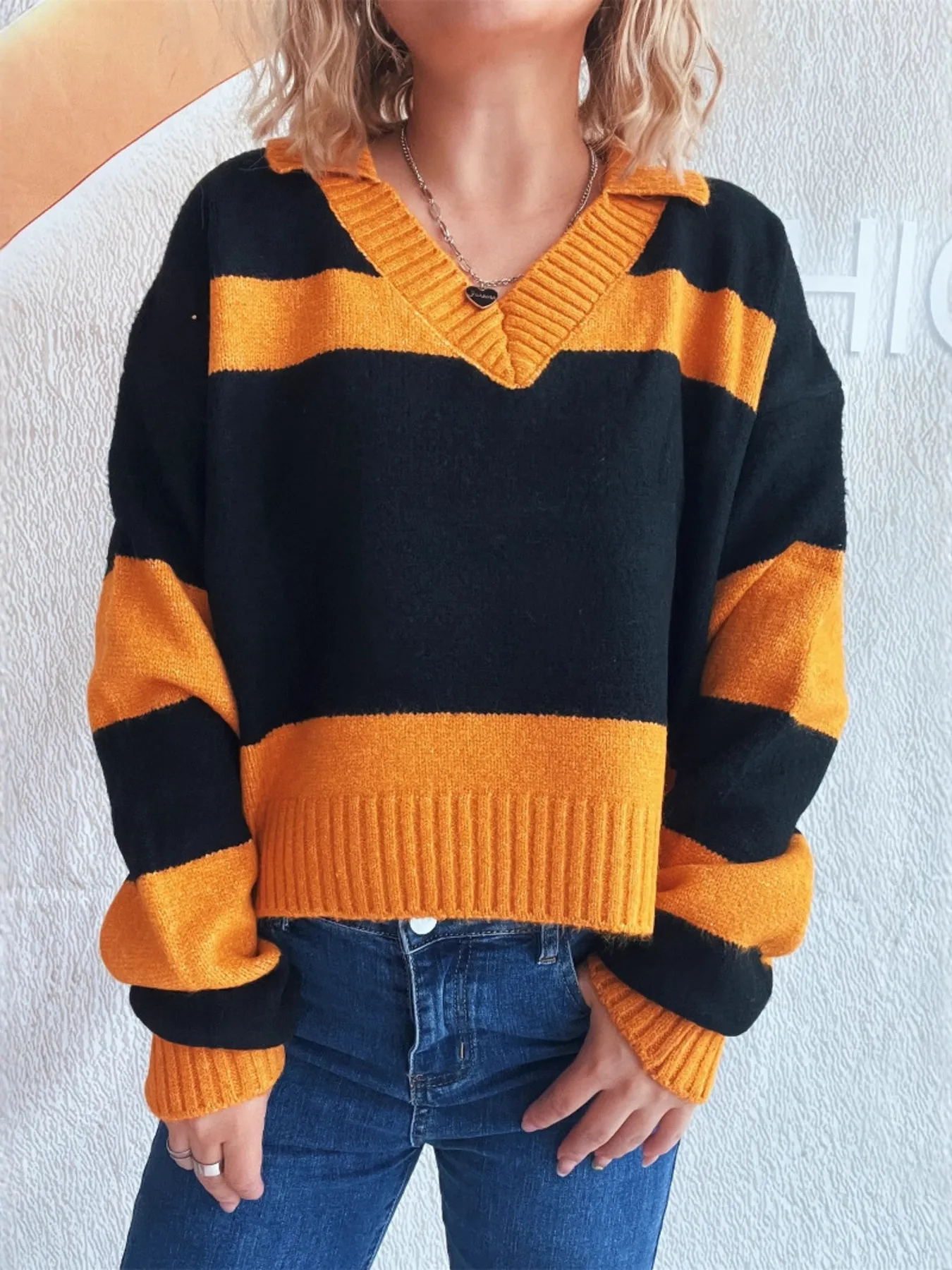 Color Block Long Sleeve Sweater - Image 5