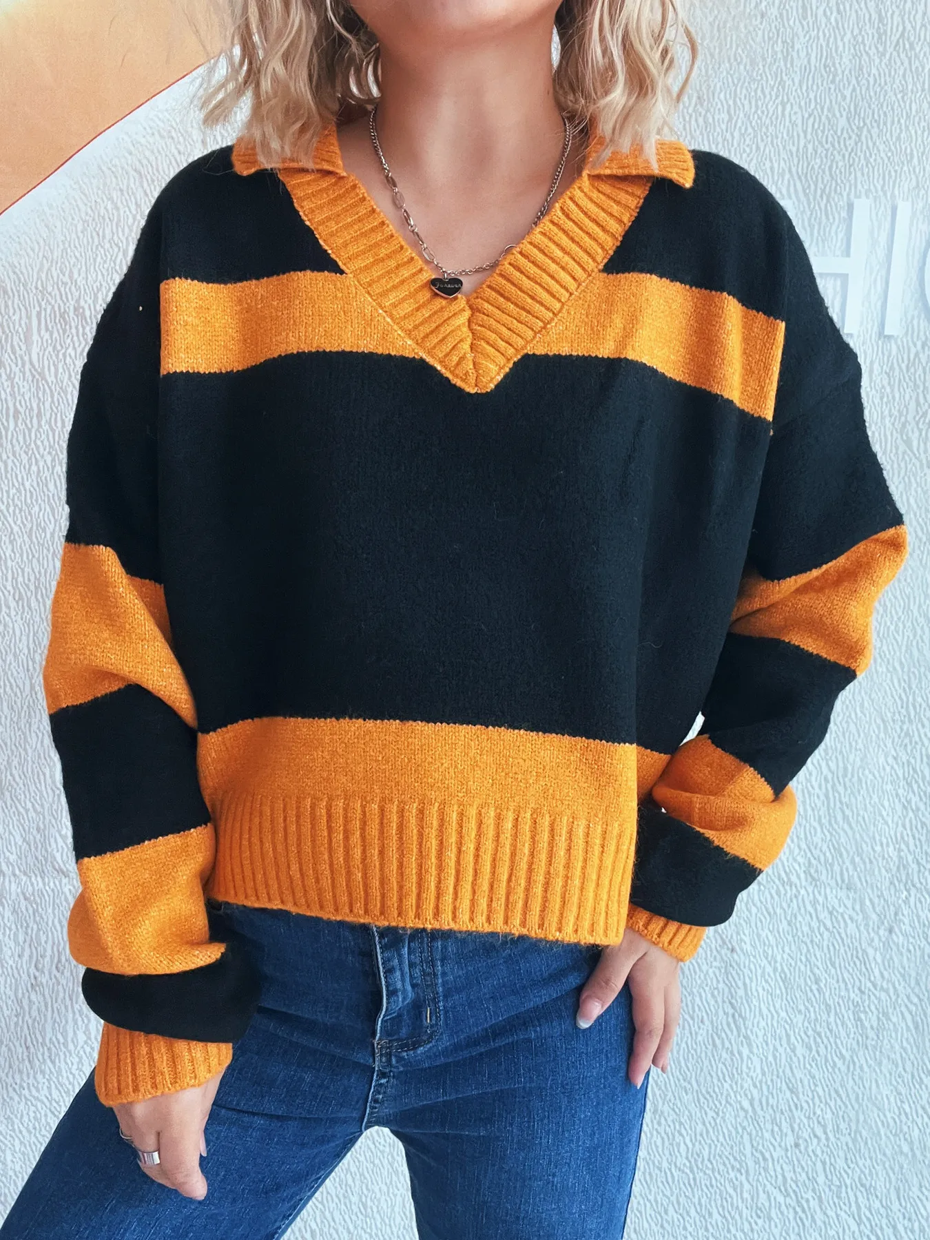 Color Block Long Sleeve Sweater - Image 6