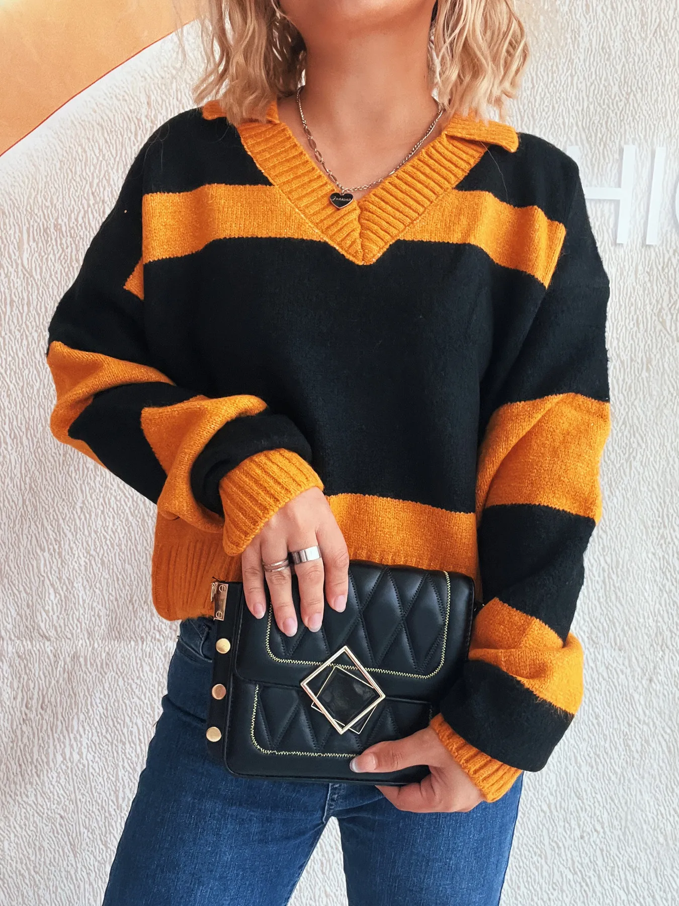 Color Block Long Sleeve Sweater - Image 8