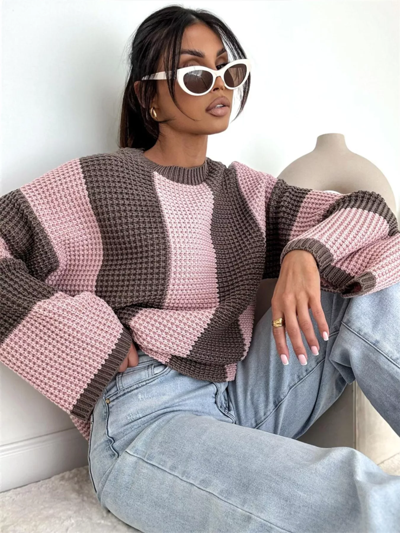 Color Block Long Sleeve Sweater - Image 12