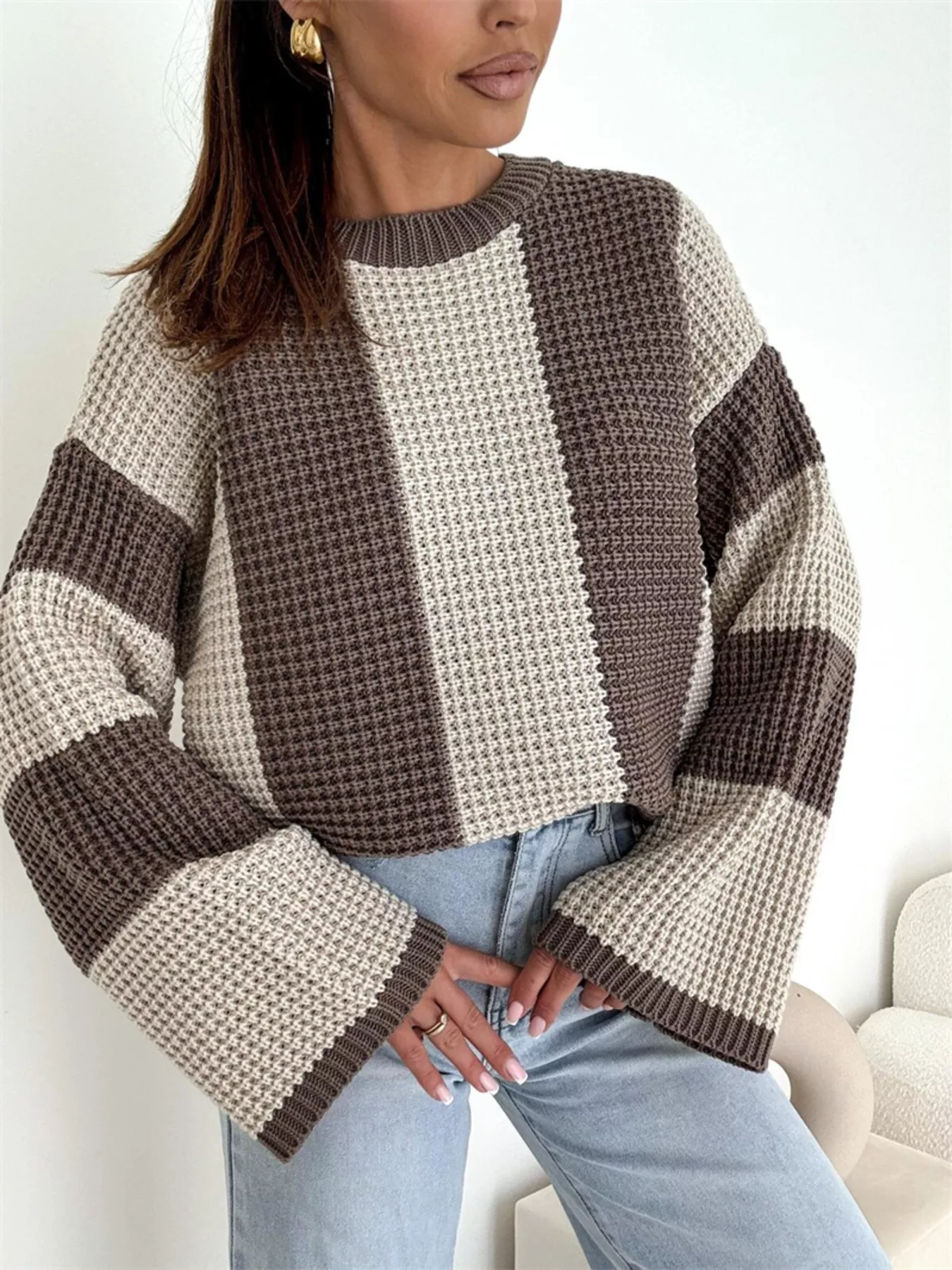 Color Block Long Sleeve Sweater - Image 16