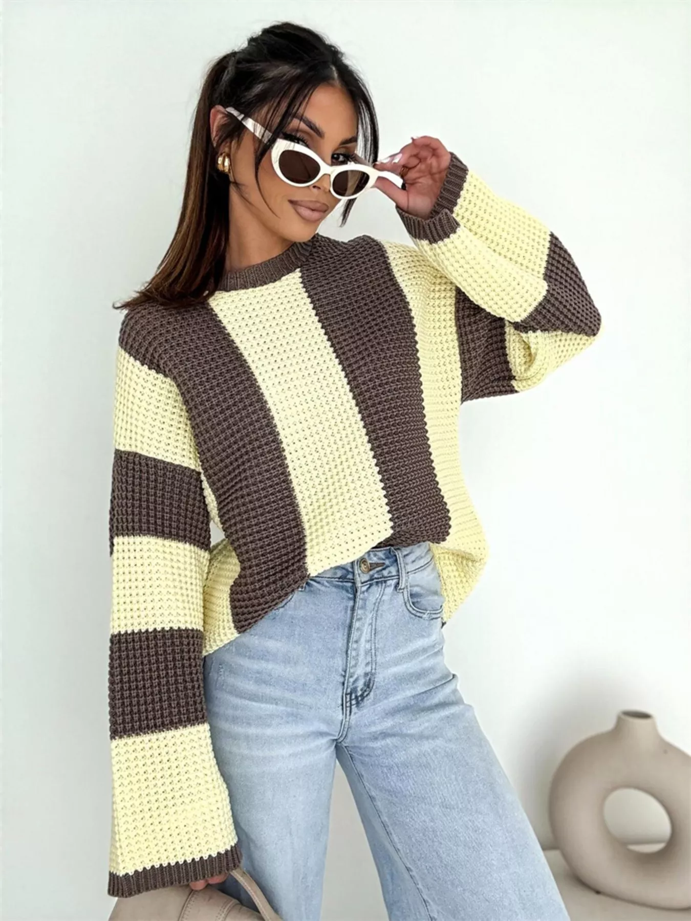 Color Block Long Sleeve Sweater - Image 6