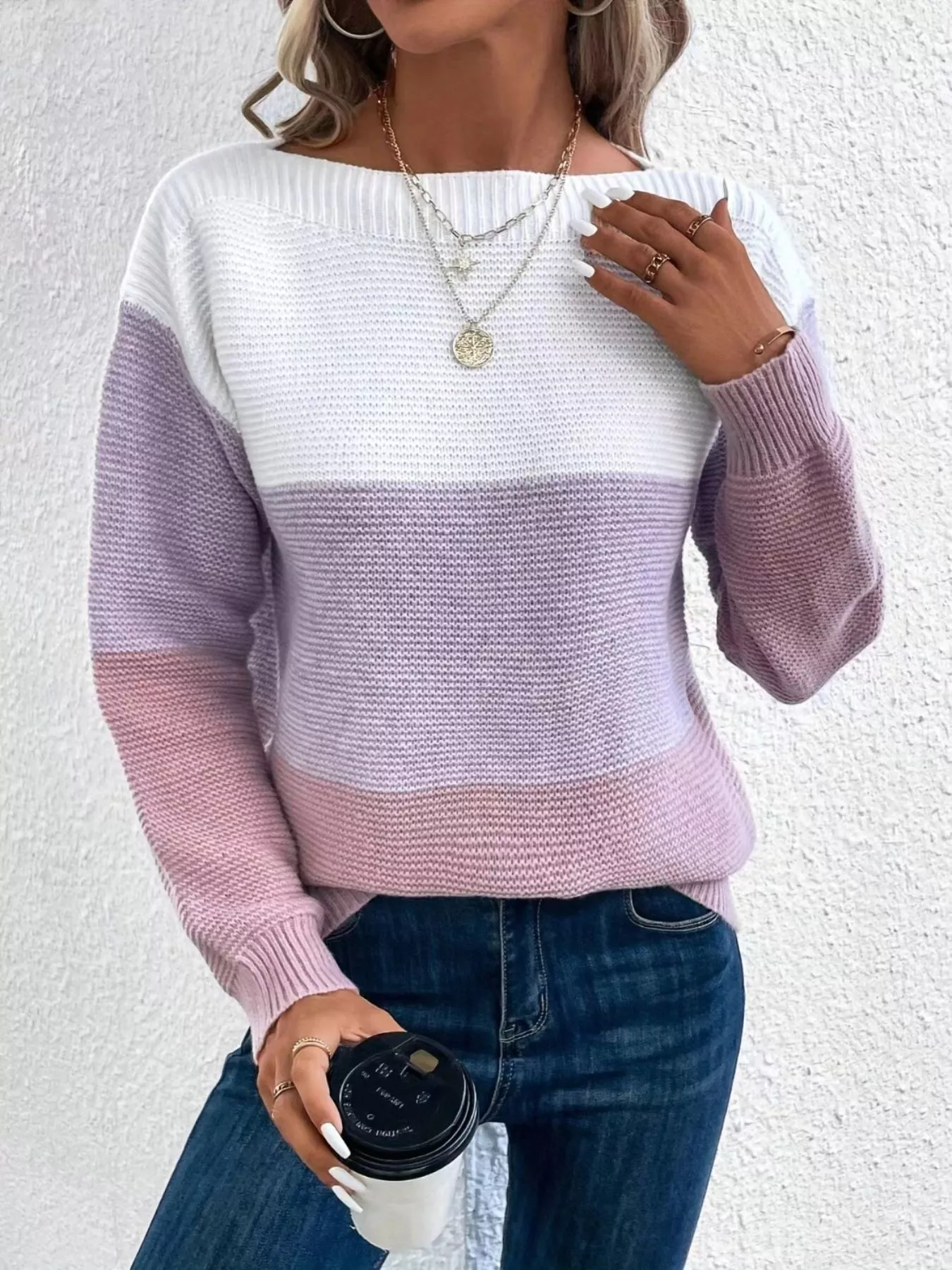 Color Block Long Sleeve Sweater - Image 16