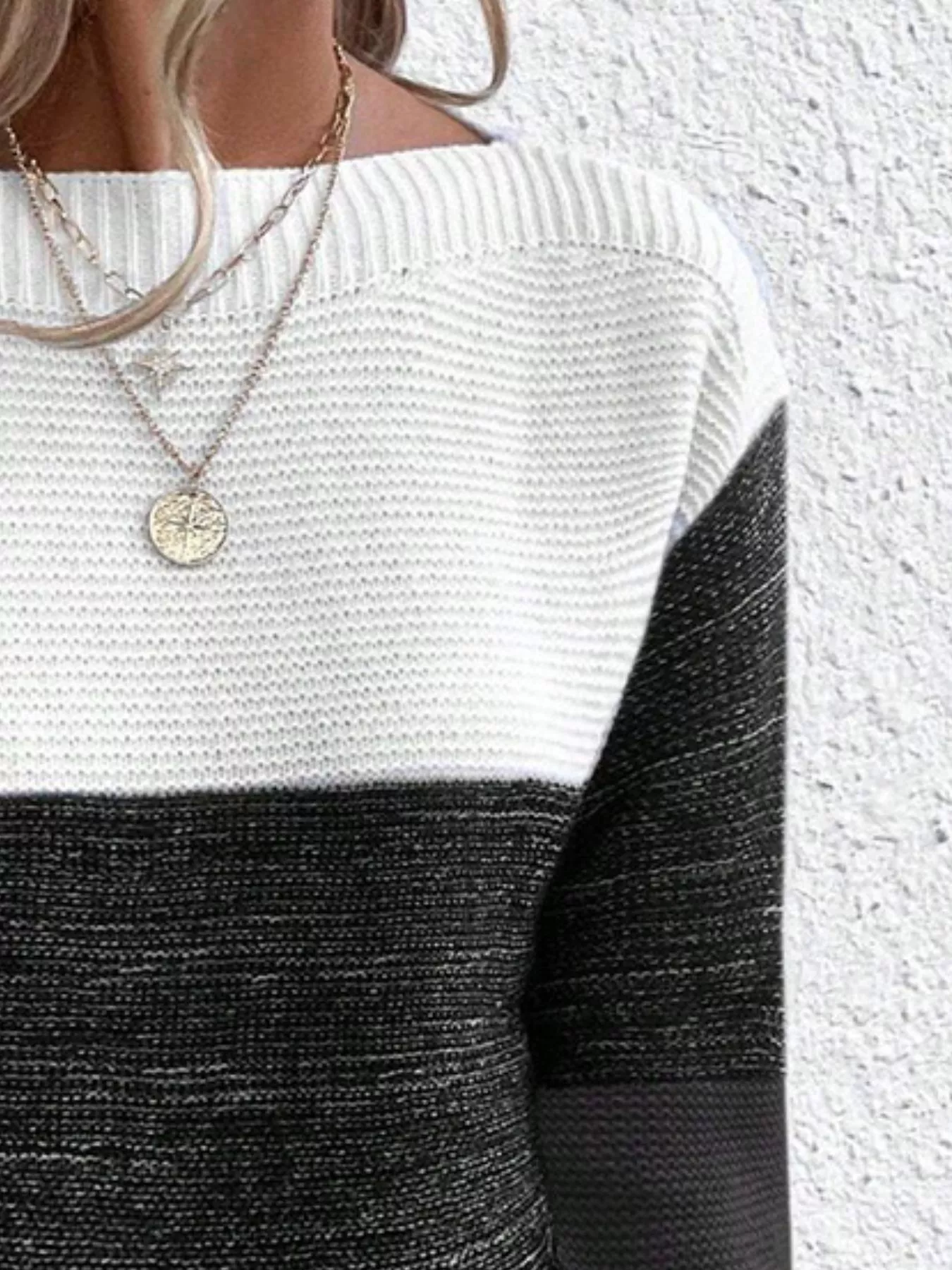 Color Block Long Sleeve Sweater - Image 2