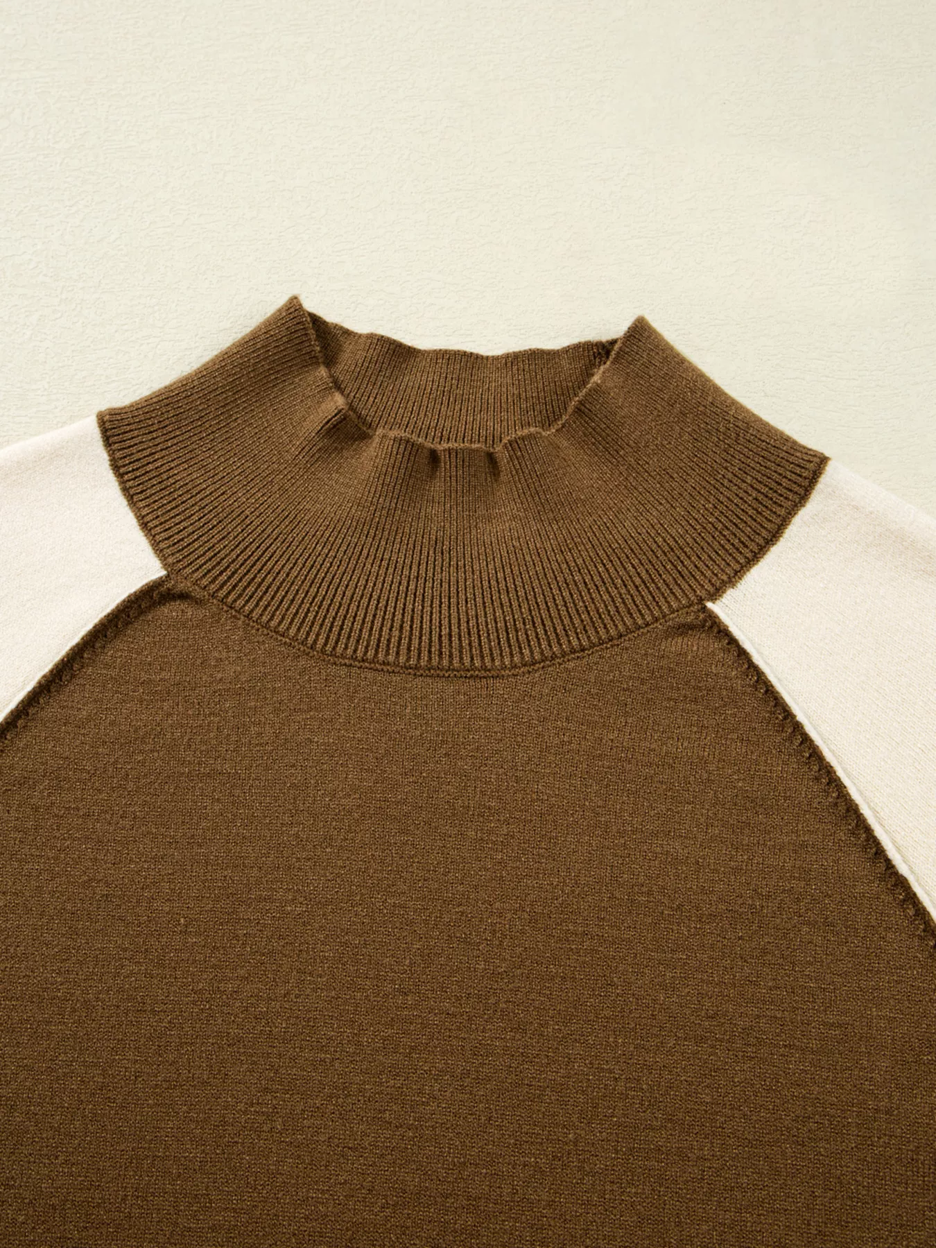 Color Block Mock Neck Long Sleeve Sweater - Image 6