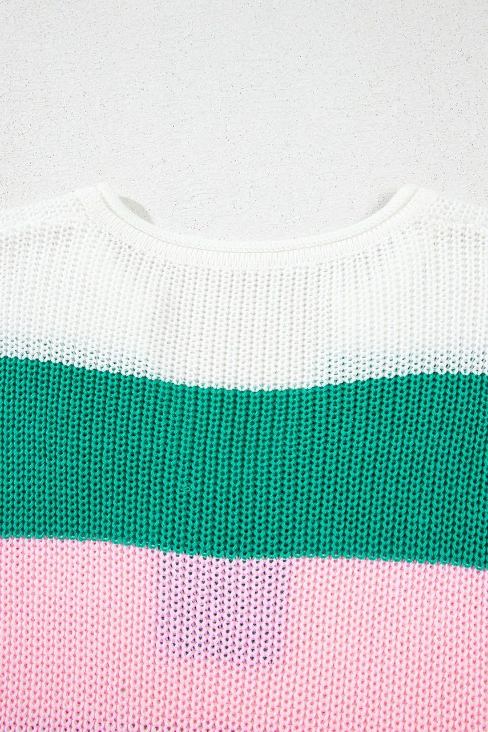 Color Block Notched Cap Sleeve Knit Top - Image 7