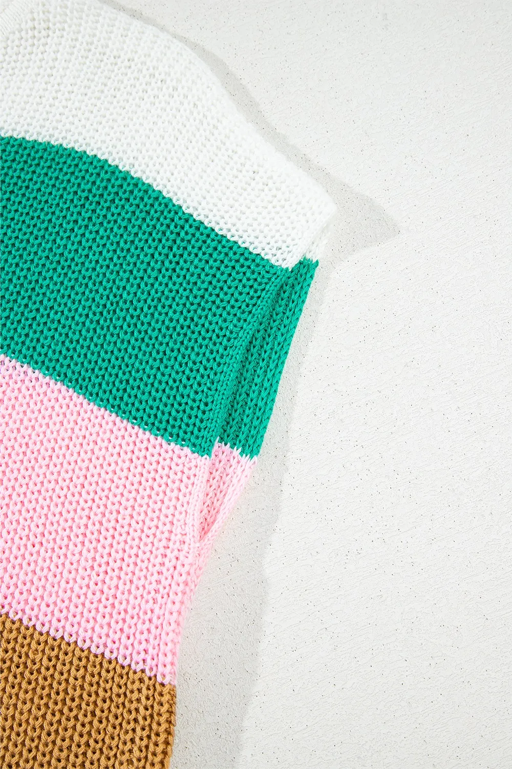 Color Block Notched Cap Sleeve Knit Top - Image 9