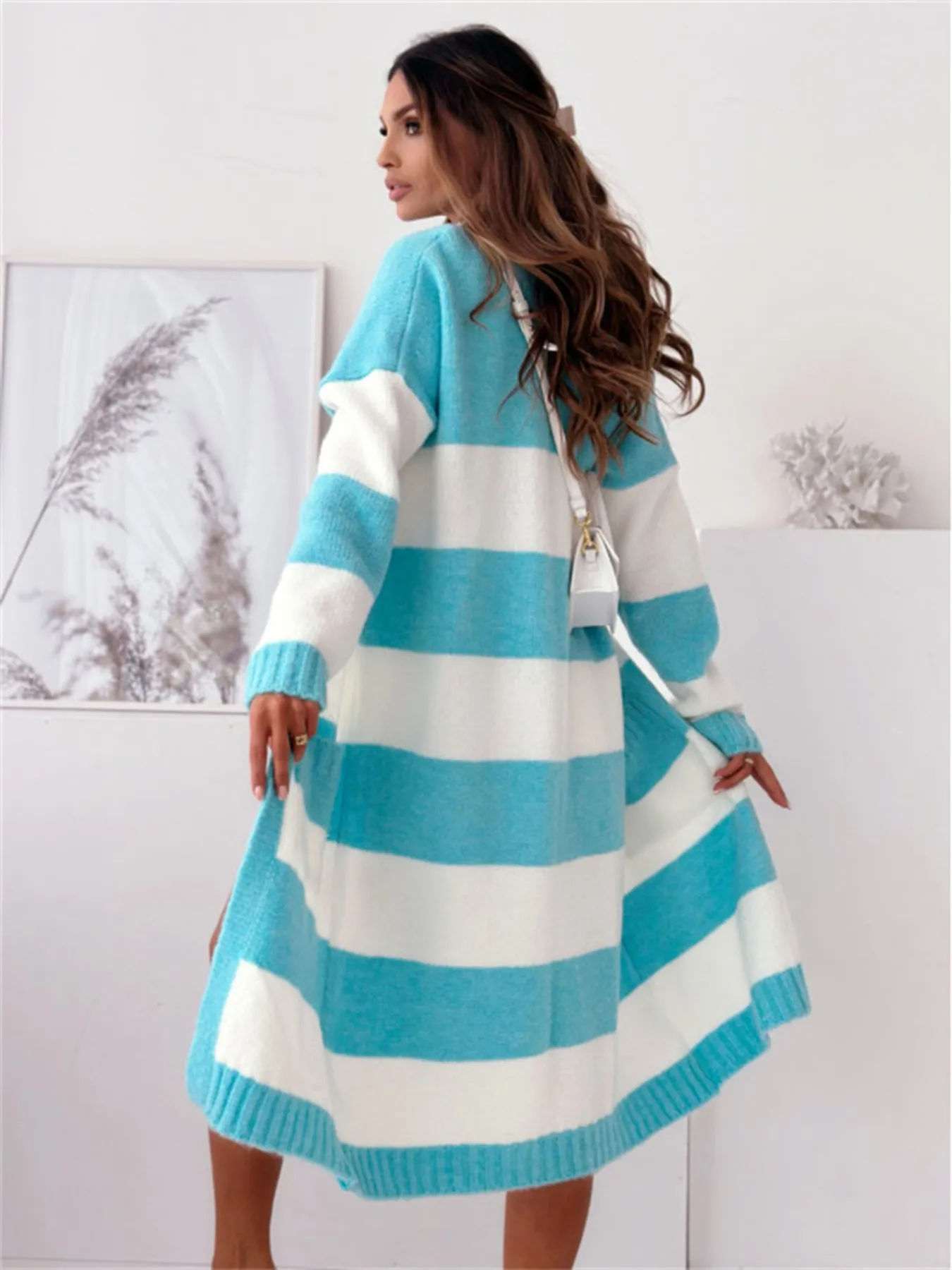 Color Block Open Front Cardigan - Image 6