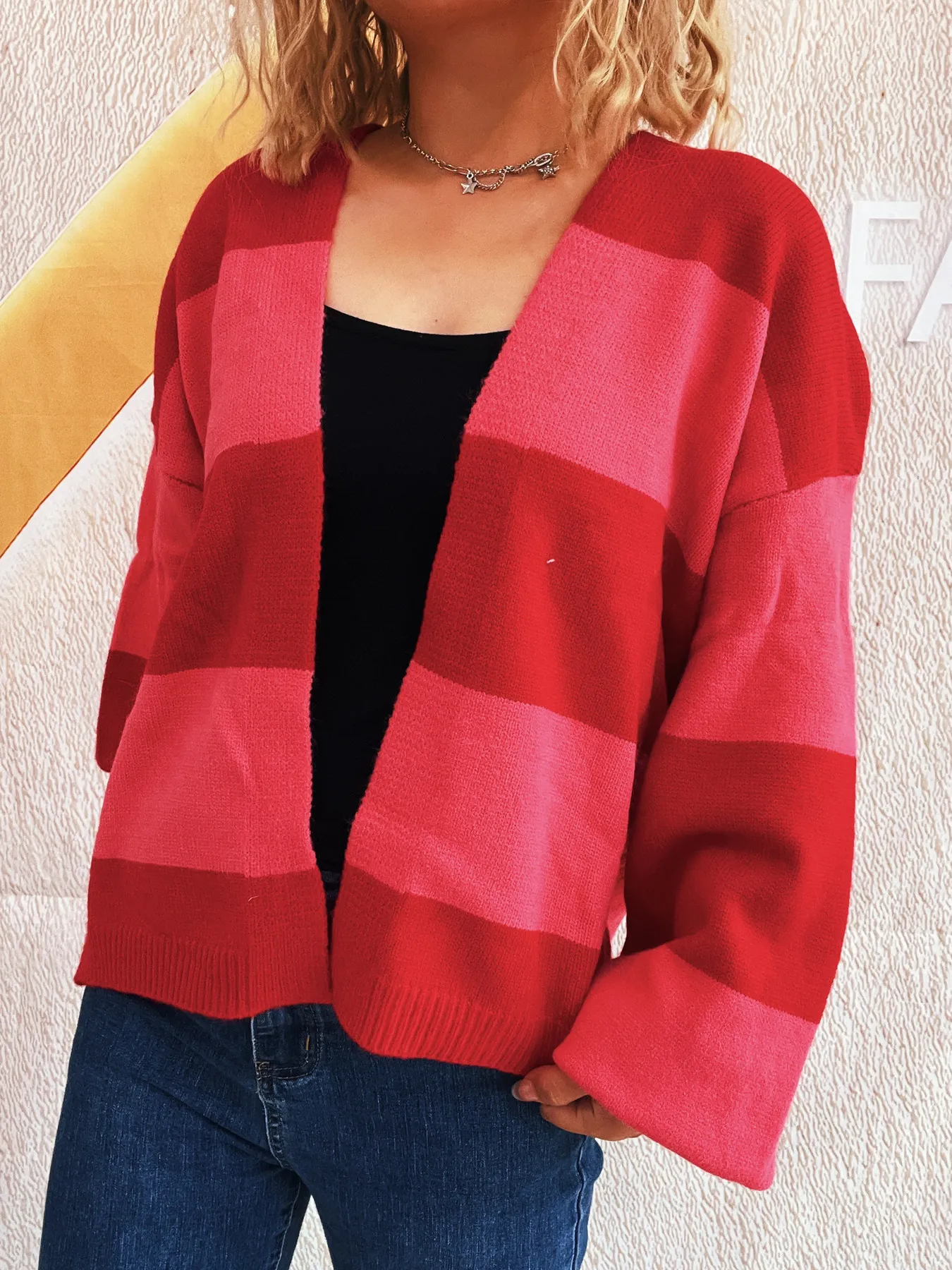 Color Block Open Front Cardigan - Image 21