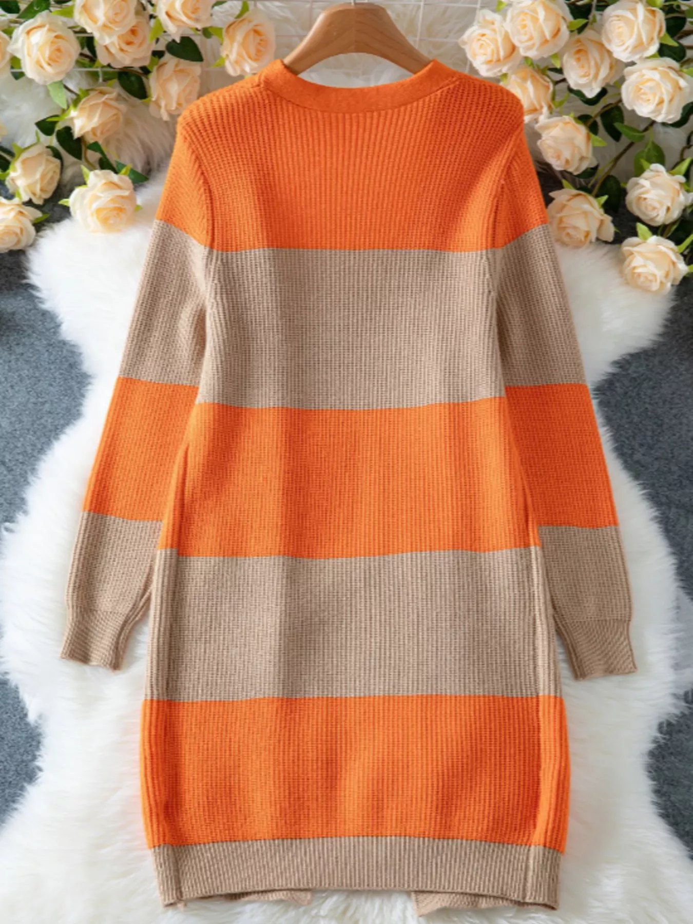 Color Block Open Front Knit Cardigan - Image 5
