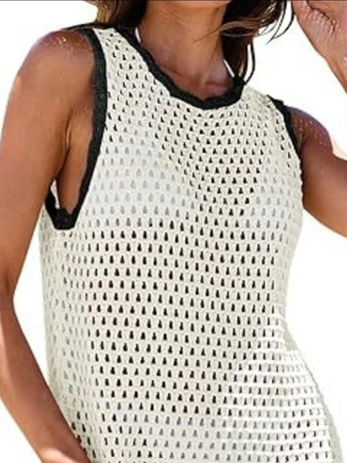 Color Block Openwork Sleeveless Cutout Back Cover-Up - Image 9