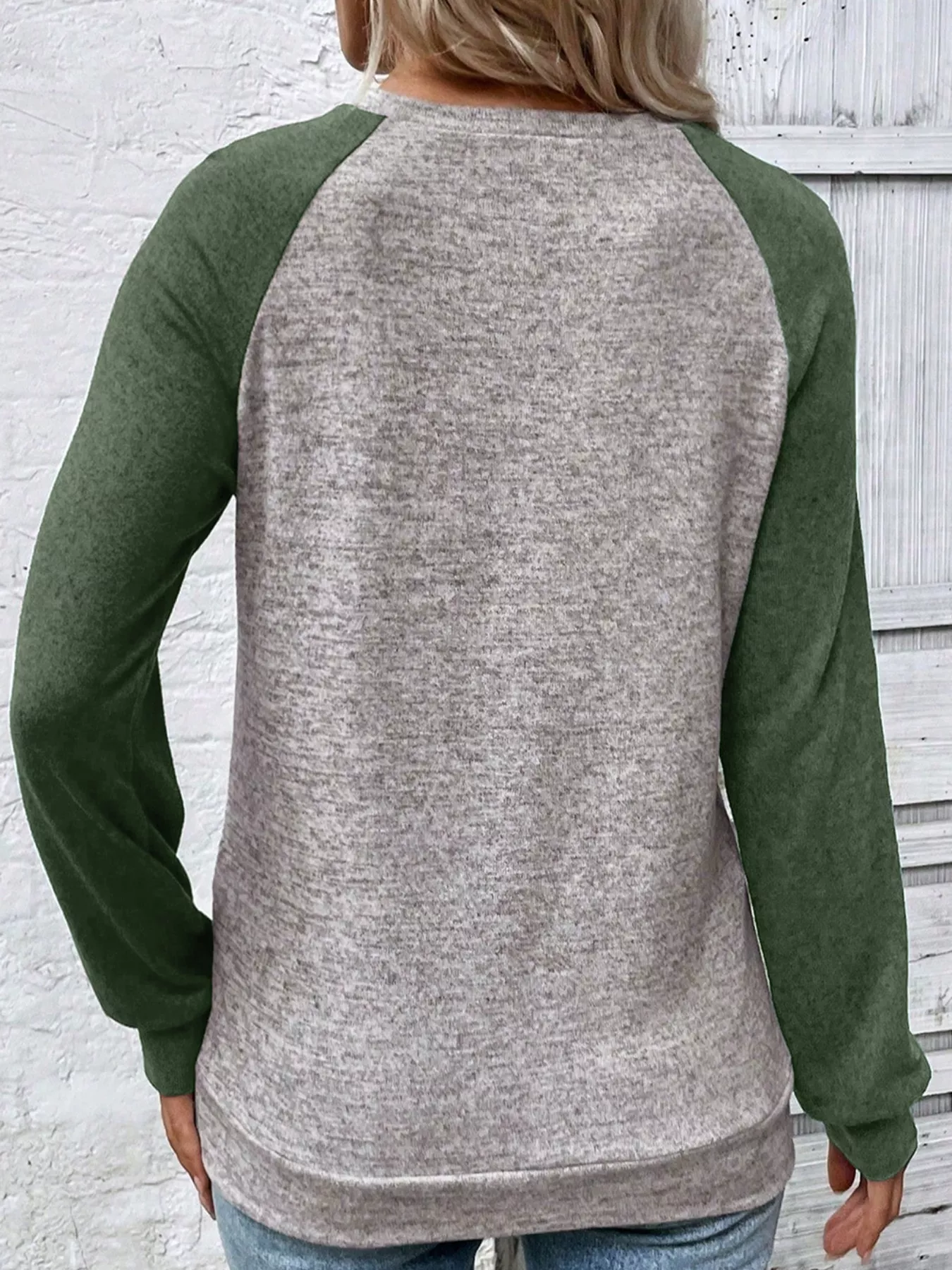 Color Block Raglan Long Sleeve T Shirt - Image 5