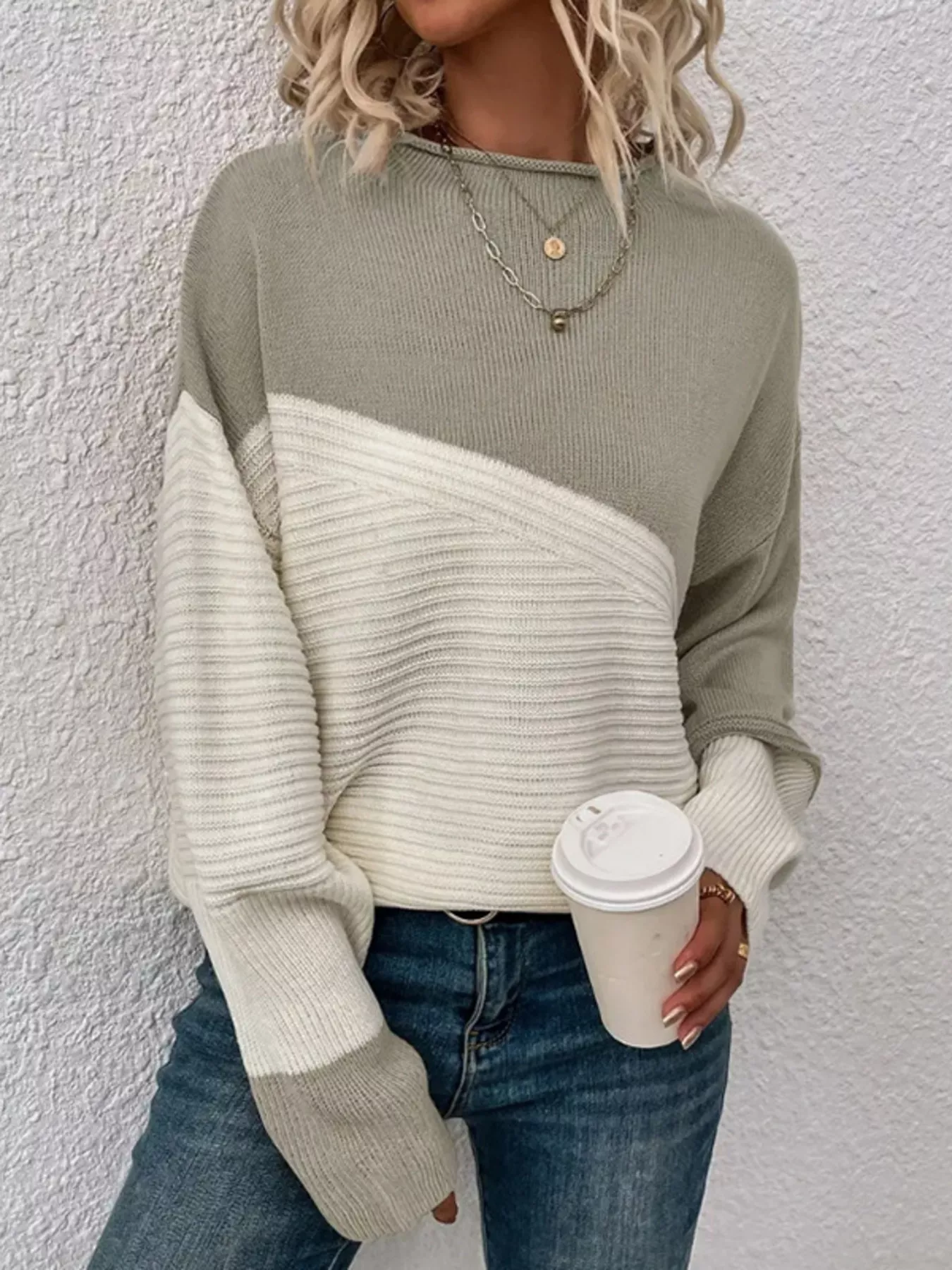 Color Block Ribbed Knit Sweater - Image 17