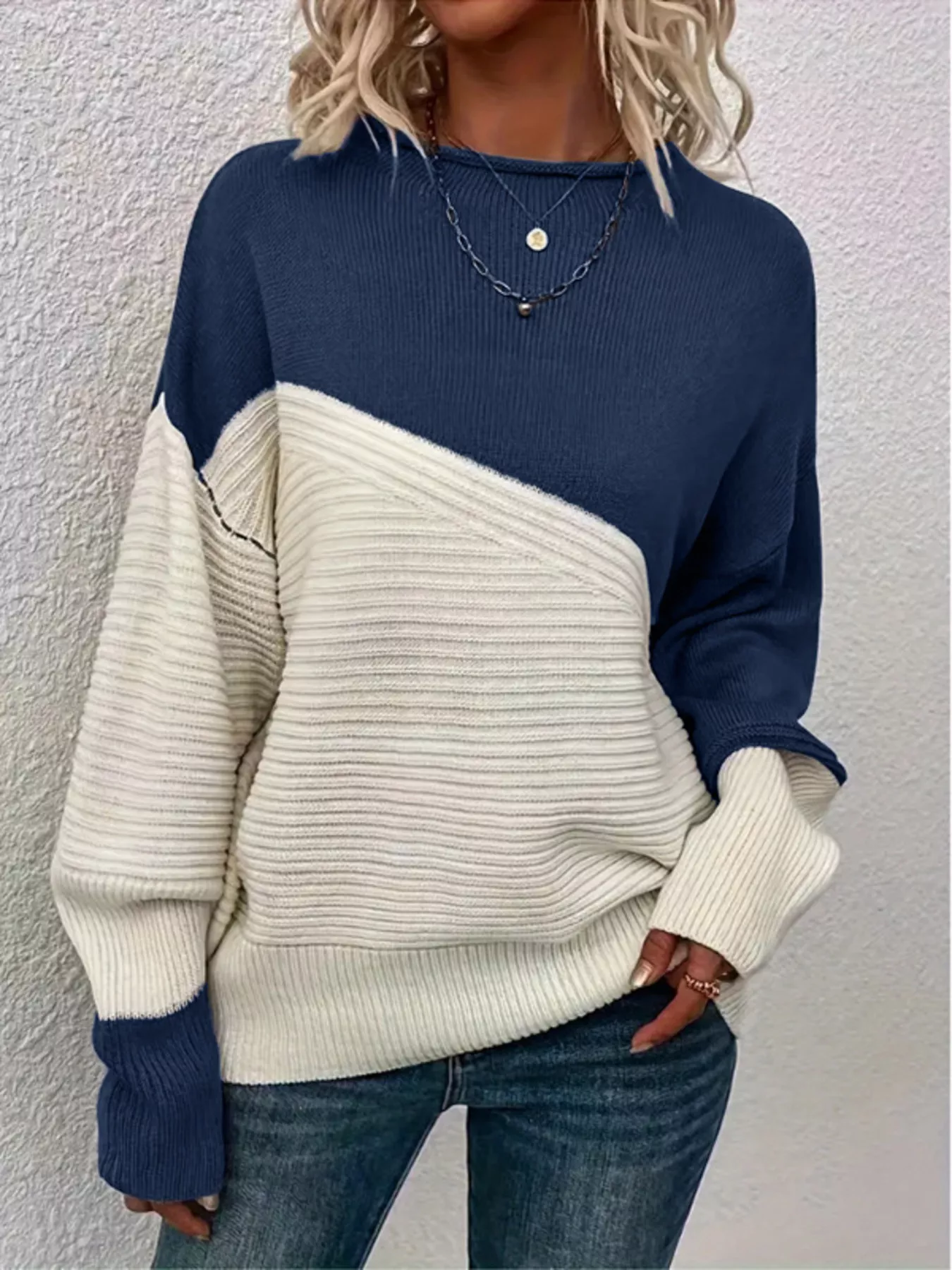 Color Block Ribbed Knit Sweater - Image 20