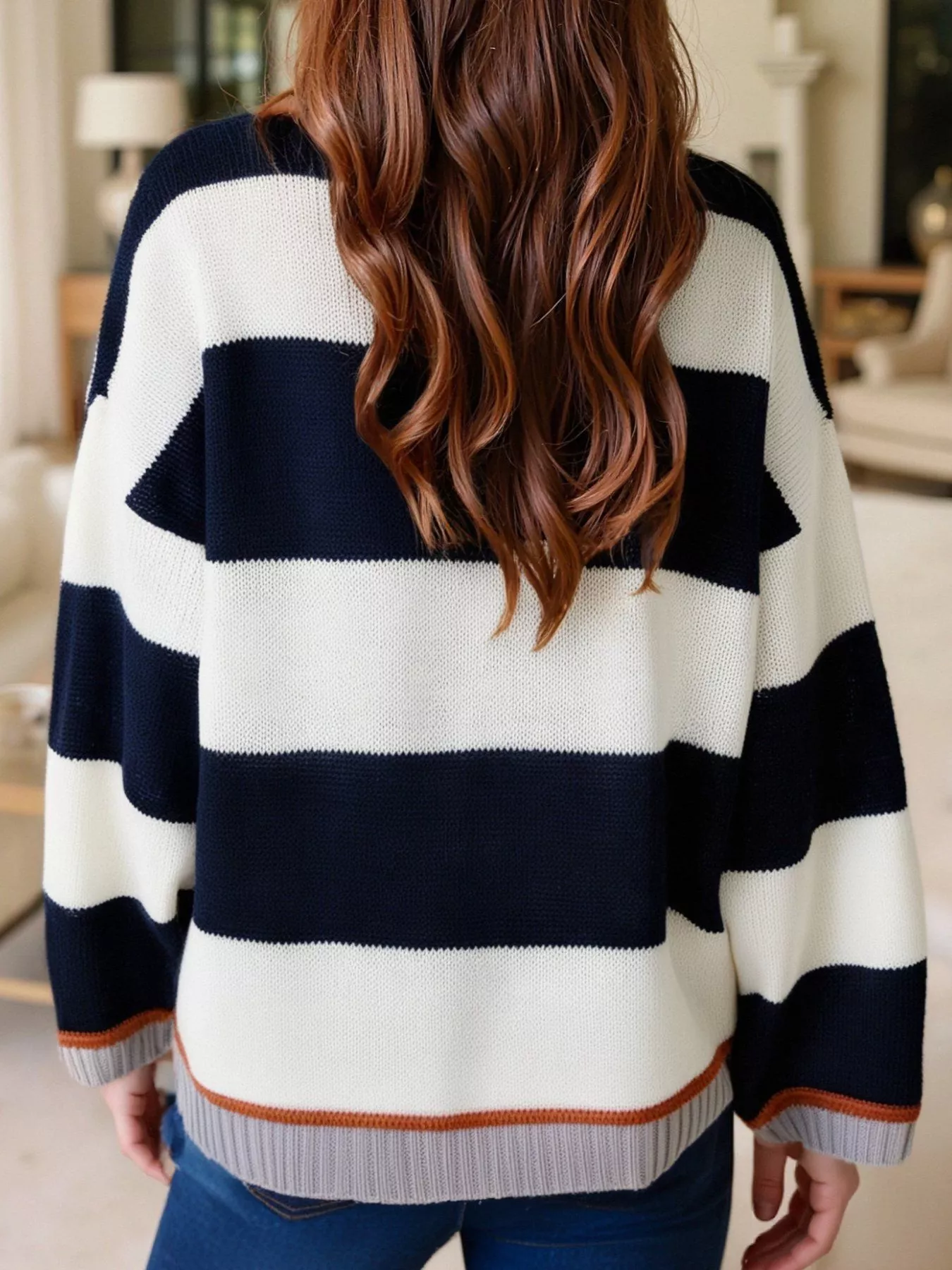 Color Block Round Neck Sweater - Image 7