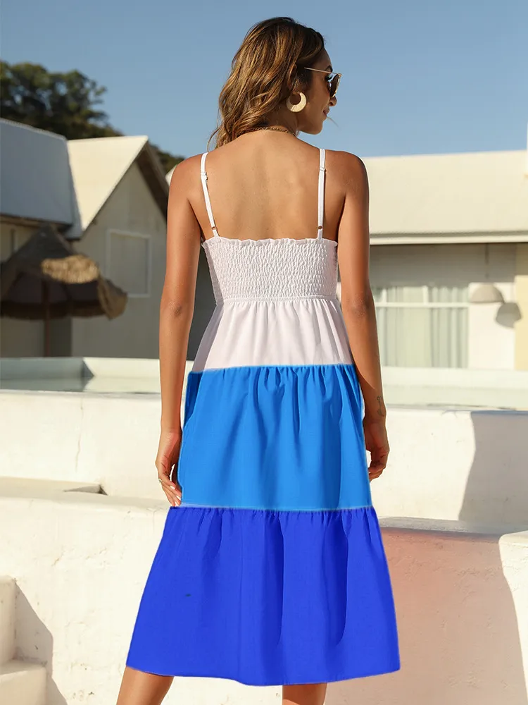 Color Block Tie-Front Midi Dress - Image 5