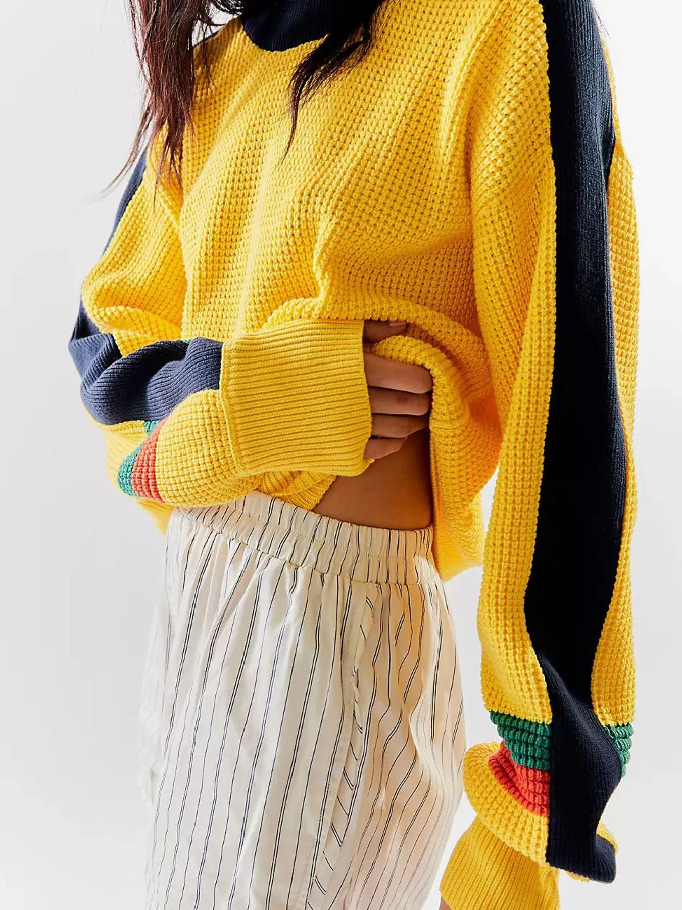 Color Block Waffle Knit Sweater - Image 5