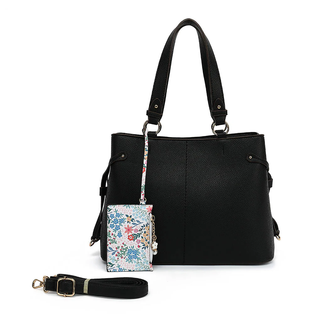 Color Block Satchel with Hang Off and Charms - Image 2