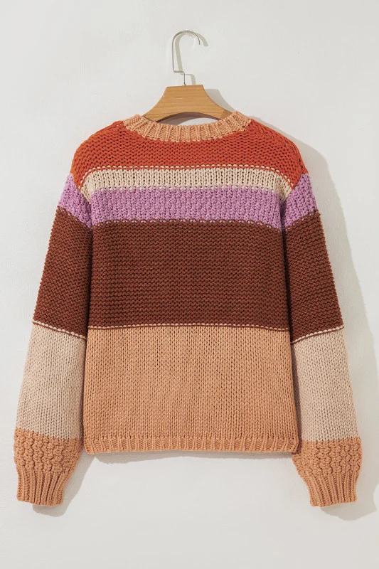 Colorblock Drop Shoulder Cropped Sweater - Image 13