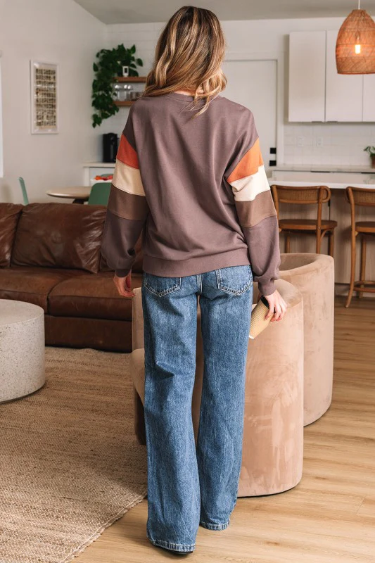 Colorblock Drop Shoulder Pullover Sweatshirt - Image 3