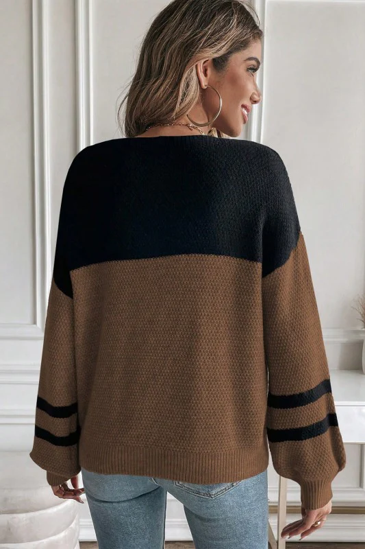 Colorblock Stripe Long Sleeve Sweater - Image 30