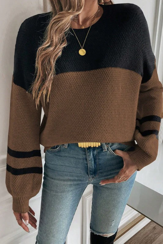 Colorblock Stripe Long Sleeve Sweater - Image 32