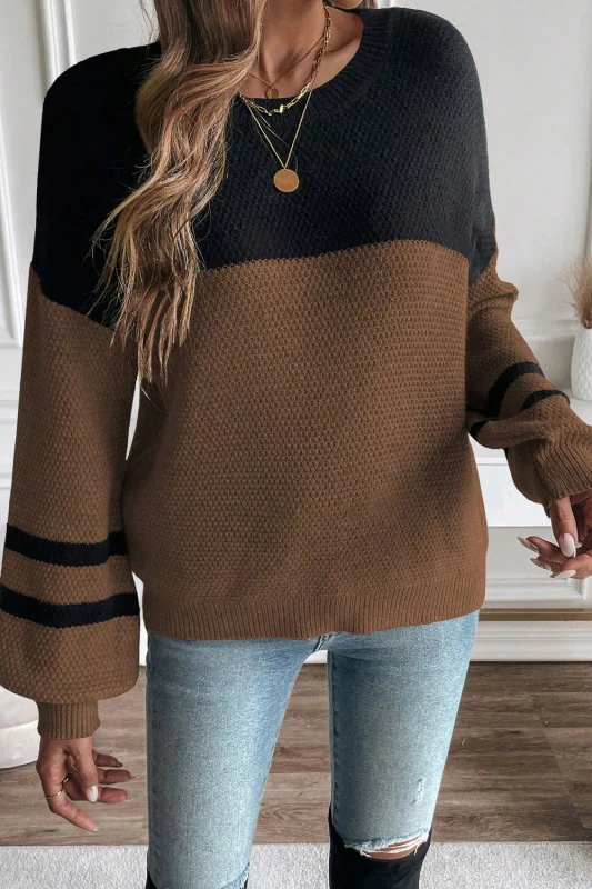 Colorblock Stripe Long Sleeve Sweater - Image 33