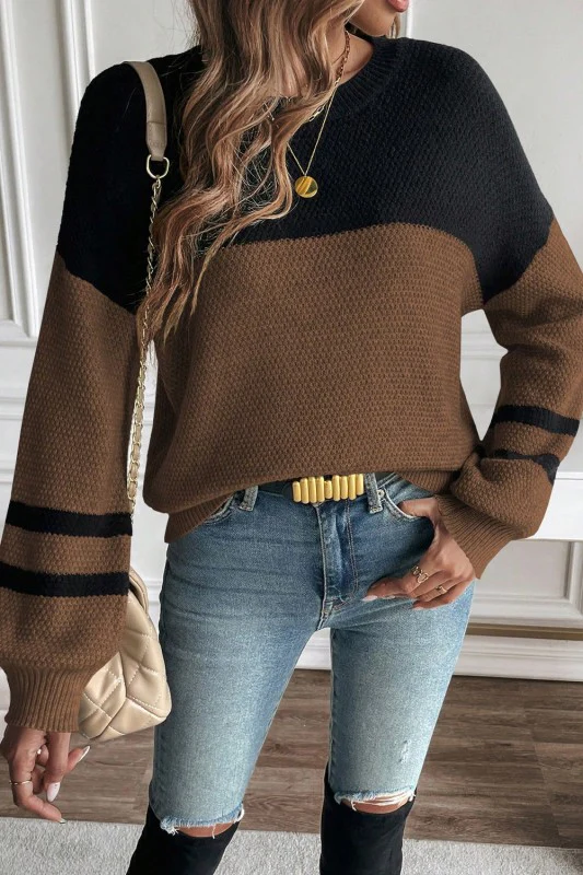 Colorblock Stripe Long Sleeve Sweater - Image 34