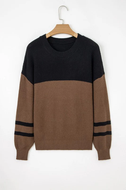 Colorblock Stripe Long Sleeve Sweater - Image 36