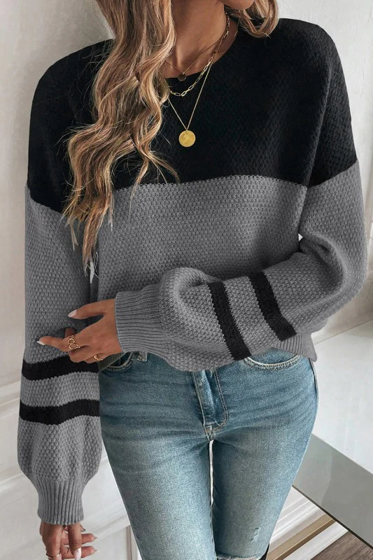 Colorblock Stripe Long Sleeve Sweater - Image 37