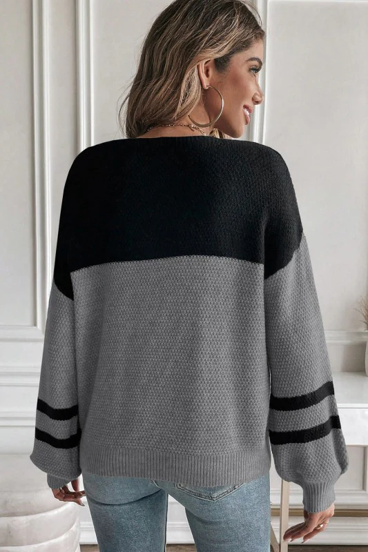 Colorblock Stripe Long Sleeve Sweater - Image 38