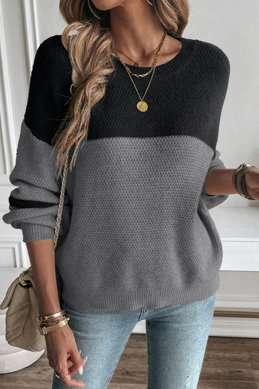 Colorblock Stripe Long Sleeve Sweater - Image 41