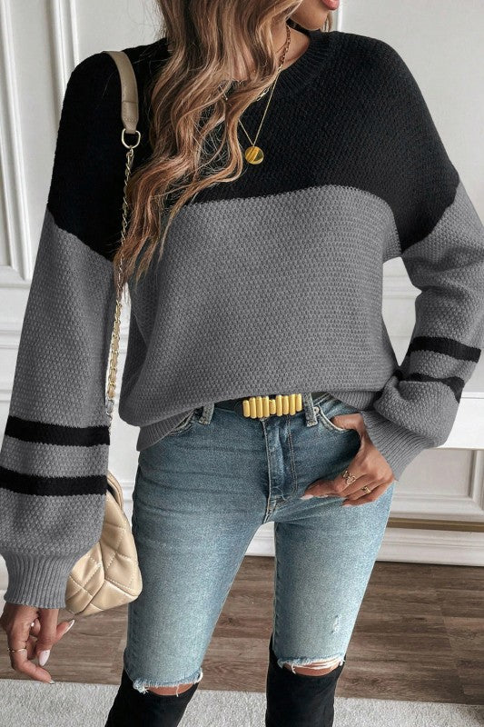 Colorblock Stripe Long Sleeve Sweater - Image 42