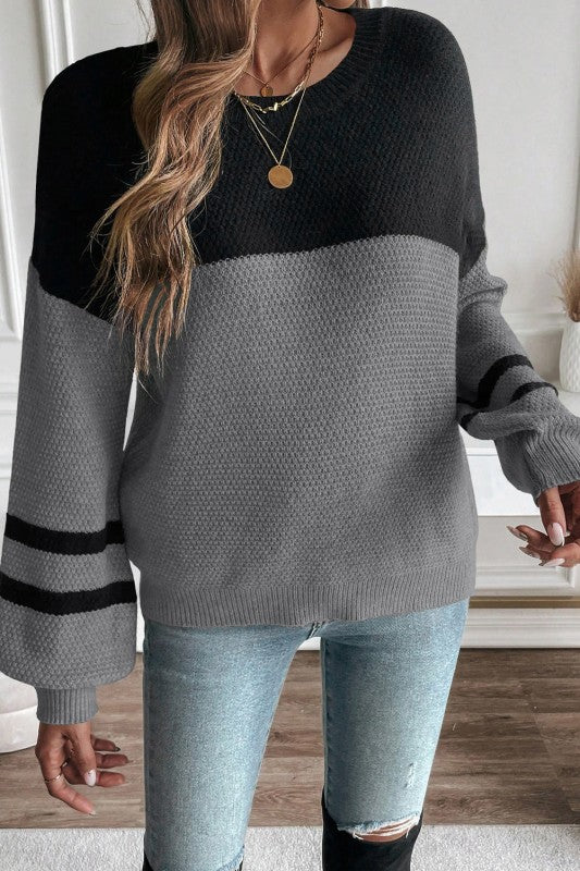 Colorblock Stripe Long Sleeve Sweater - Image 43