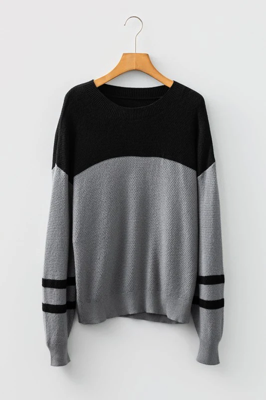 Colorblock Stripe Long Sleeve Sweater - Image 44