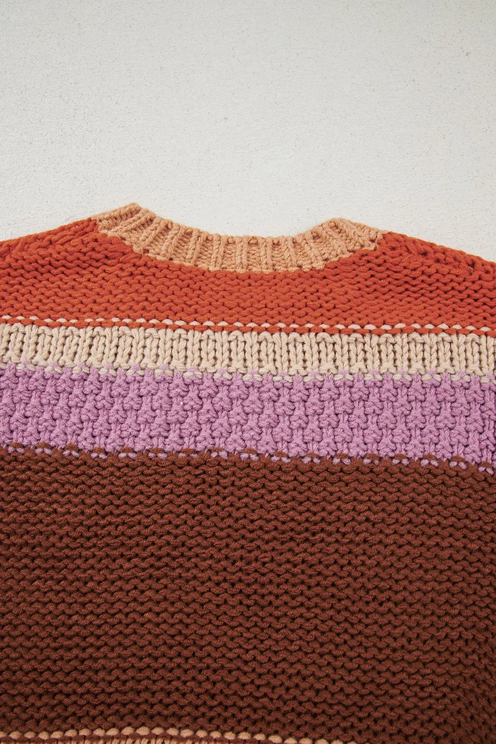 Colorblock Striped Round Neck Sweater - Image 6