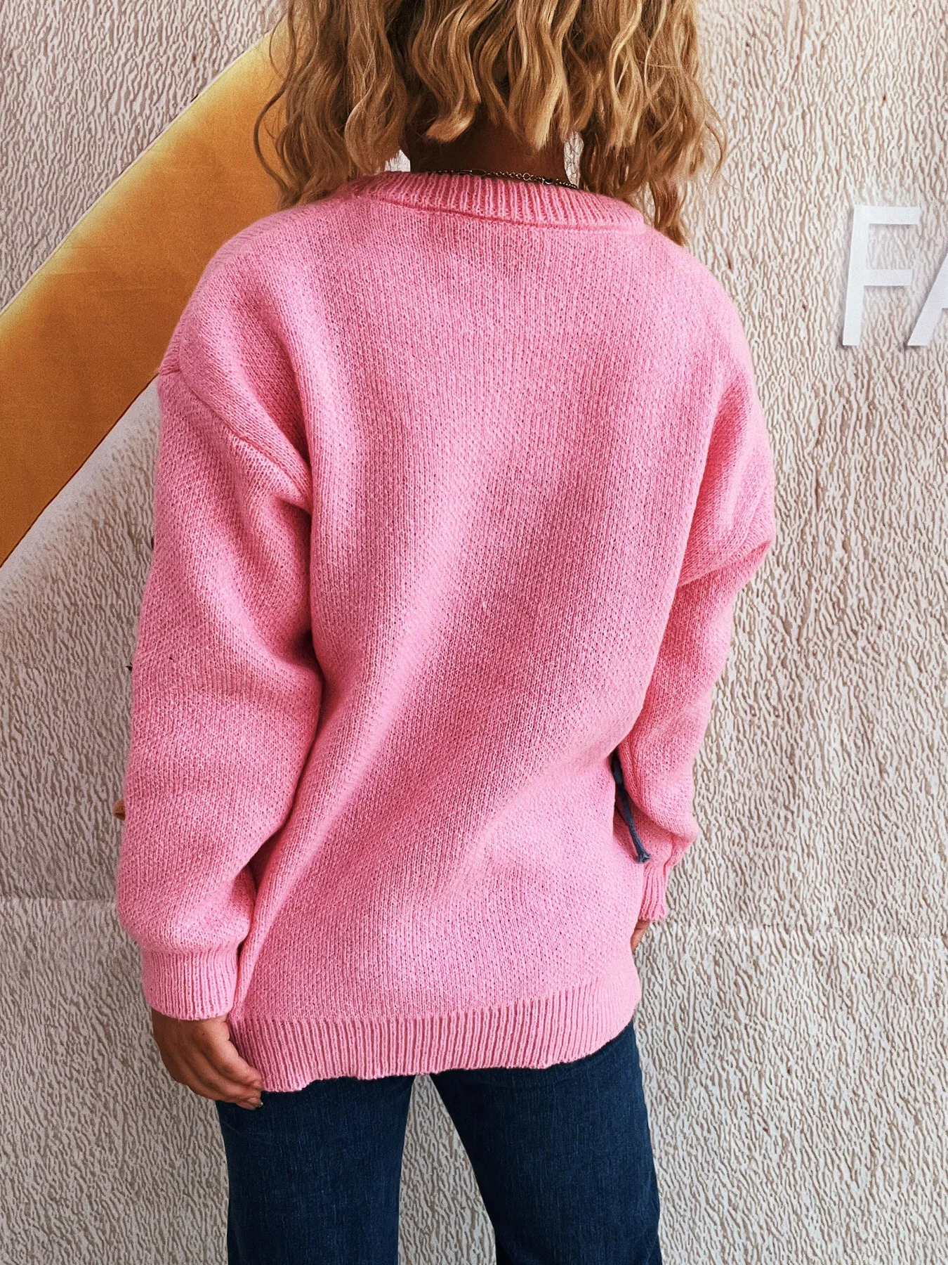 Colorful Bow Round Neck Sweater - Image 12