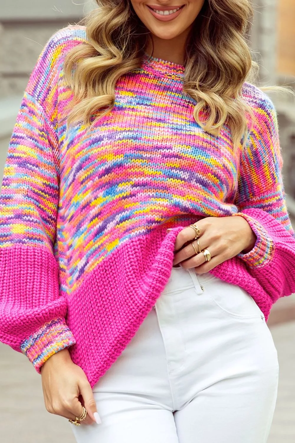 Colorful Knit Crew Neck Sweater - Image 6