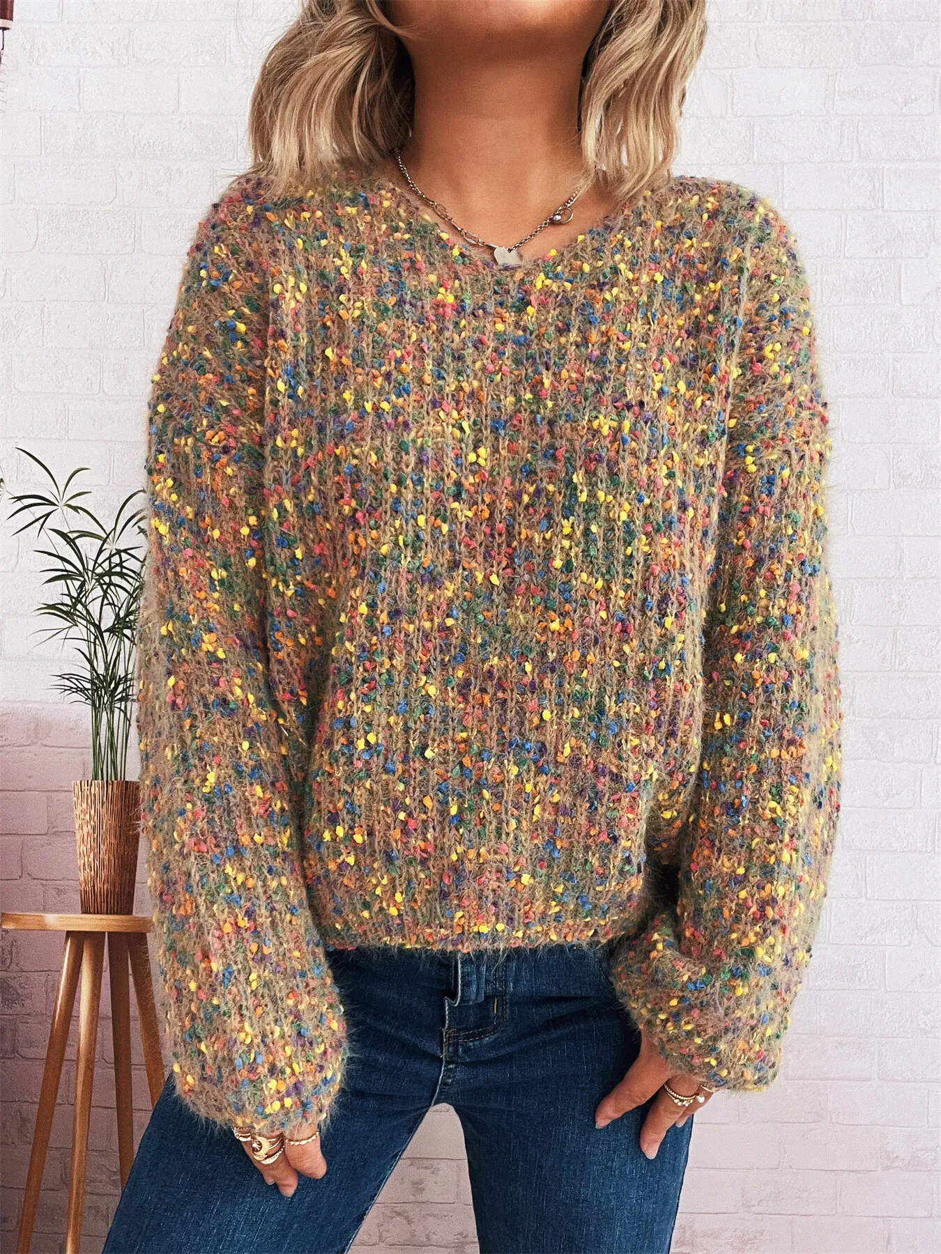Colorful Long Sleeve Sweater - Image 20